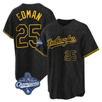 Silnrao LA.Dodgers #25 Tommy Edman Player Black World Series Meet Snake Skin City Game Home Stitched Jerseys