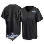 Silnrao LA.Dodgers #25 Tommy Edman Player Black World Series Pitch Fashion T-shirt Stitched Jerseys