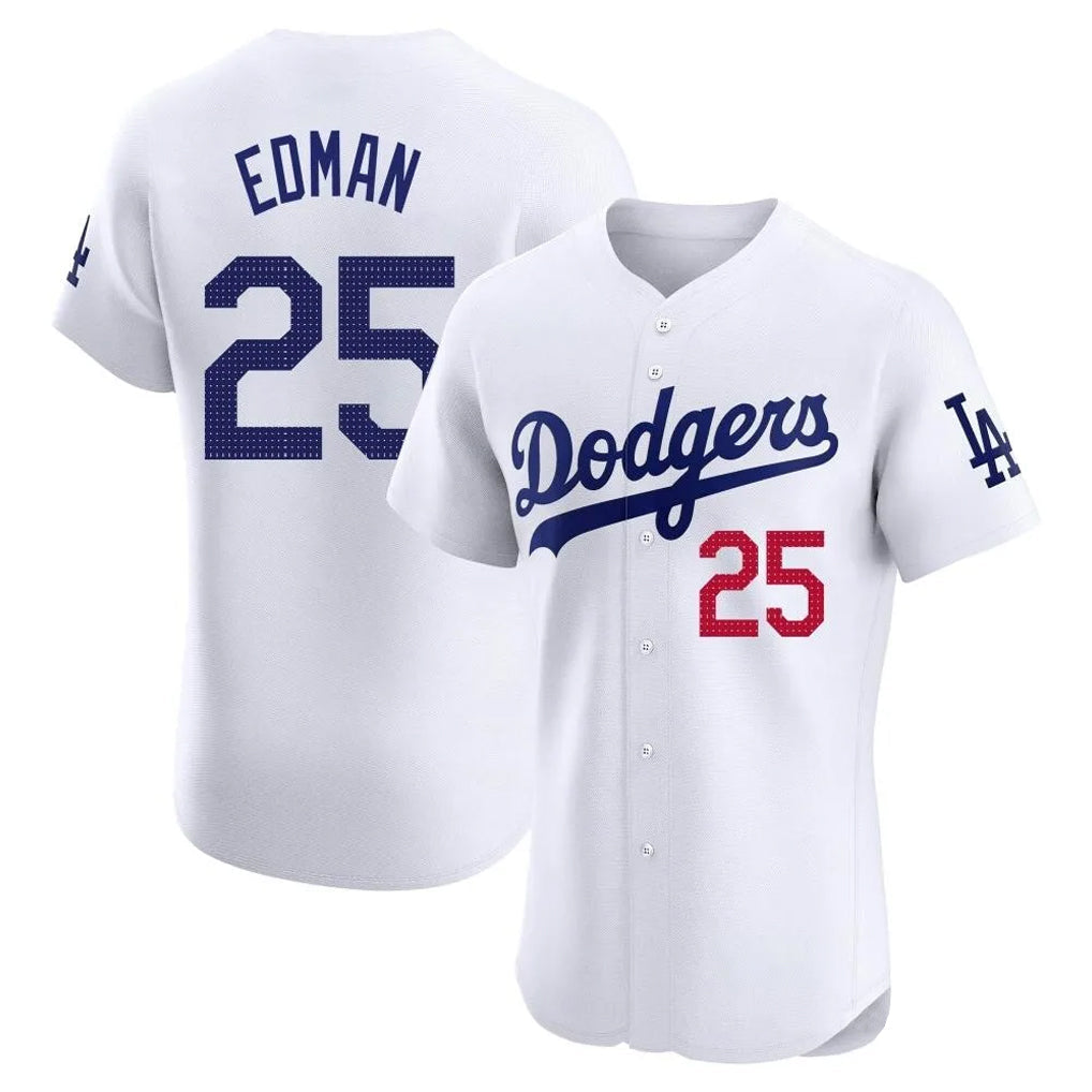 Silnrao LA.Dodgers #25 Tommy Edman Player Gold White Limited Elite Home Stitched Jerseys