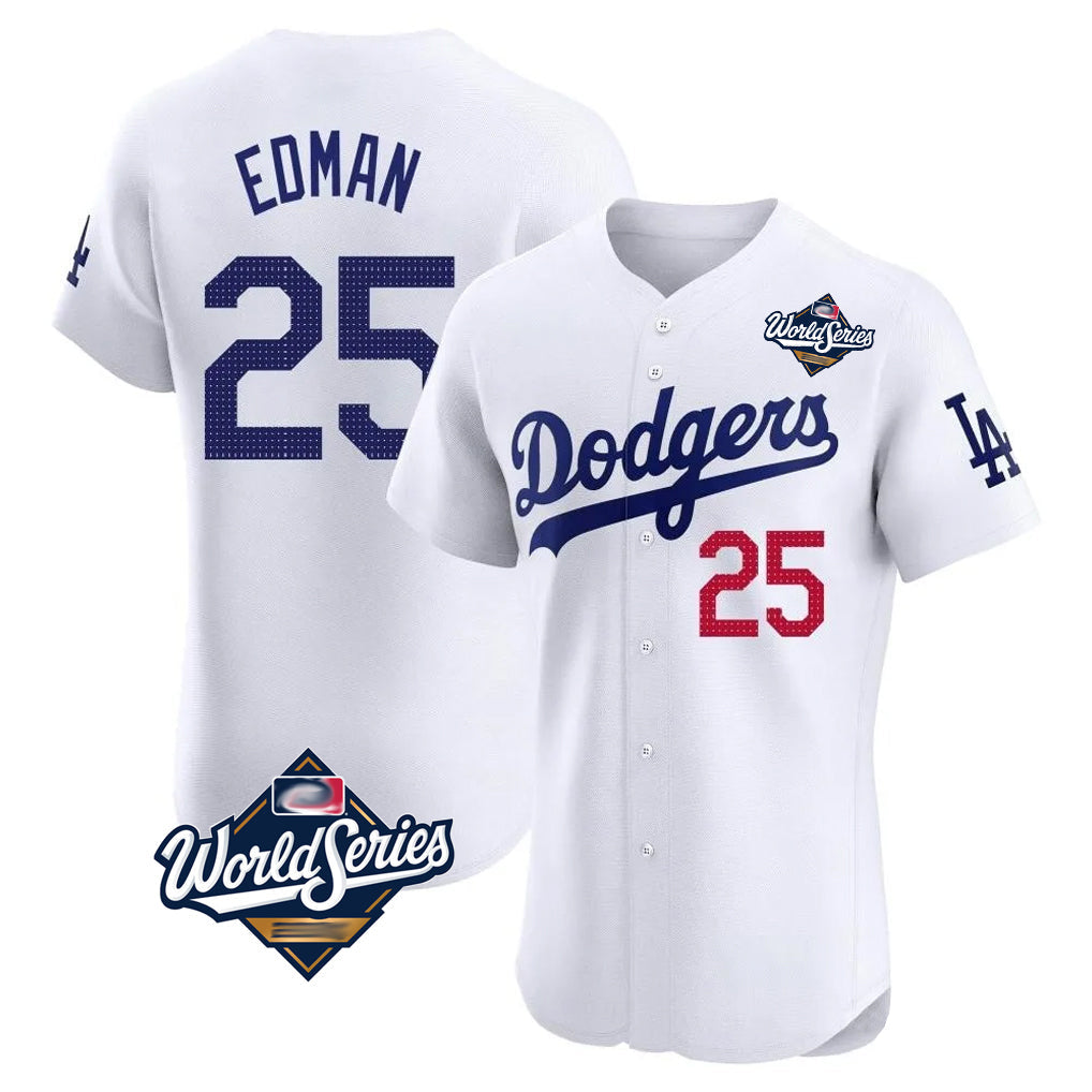 Silnrao LA.Dodgers #25 Tommy Edman Player Gold White World Series Limited Elite Home Stitched Jerseys