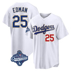 Silnrao LA.Dodgers #25 Tommy Edman Player Gold White World Series Meet 2026 Collection Stadium Limited Stitched Jerseys