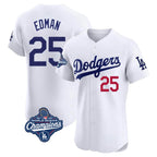 Silnrao LA.Dodgers #25 Tommy Edman Player Gold White World Series Meet Limited Elite Home Stitched Jerseys