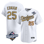 Silnrao LA.Dodgers #25 Tommy Edman Player Gold World Series Collection Limited Home Stitched Jerseys