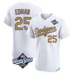 Silnrao LA.Dodgers #25 Tommy Edman Player Gold World Series Limited Elite Home Stitched Jerseys