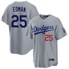 Silnrao LA.Dodgers #25 Tommy Edman Player Gray Game Home Stitched Jerseys
