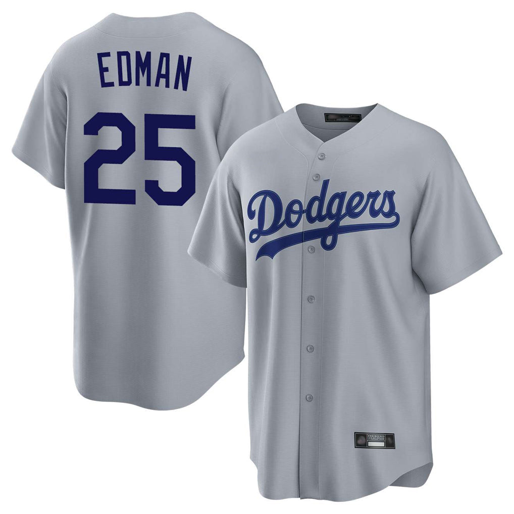 Silnrao LA.Dodgers #25 Tommy Edman Player Gray Game Stitched Jerseys