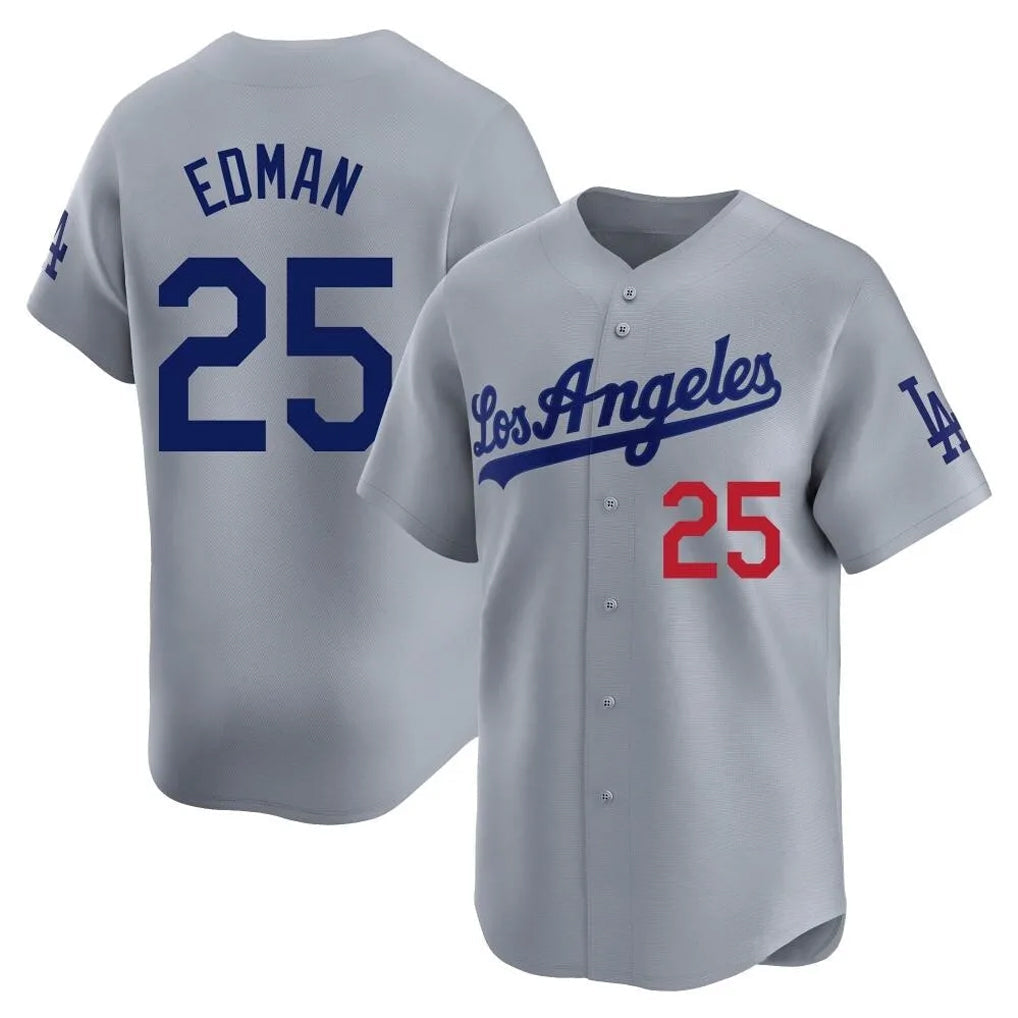 Silnrao LA.Dodgers #25 Tommy Edman Player Gray Limited Home Stitched Jerseys