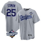 Silnrao LA.Dodgers #25 Tommy Edman Player Gray World Series Game Stitched Jerseys