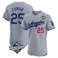 Silnrao LA.Dodgers #25 Tommy Edman Player Gray World Series Limited Elite Home Stitched Jerseys