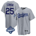 Silnrao LA.Dodgers #25 Tommy Edman Player Gray World Series Meet Game Stitched Jerseys