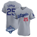 Silnrao LA.Dodgers #25 Tommy Edman Player Gray World Series Meet Limited Elite Home Stitched Jerseys