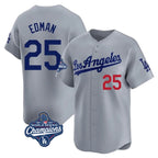 Silnrao LA.Dodgers #25 Tommy Edman Player Gray World Series Meet Limited Home Stitched Jerseys
