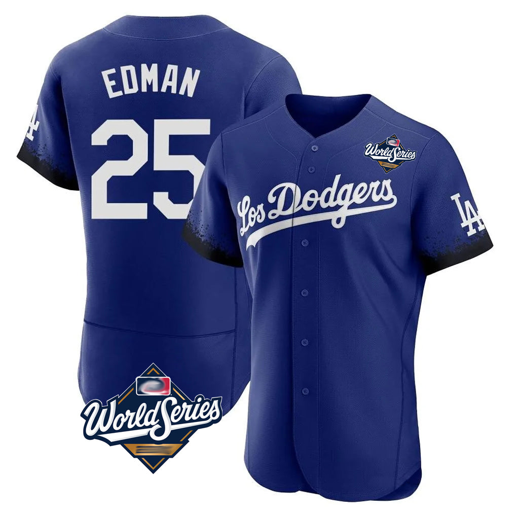 Silnrao LA.Dodgers #25 Tommy Edman Player Royal World Series City Connect Elite Home Stitched Jerseys