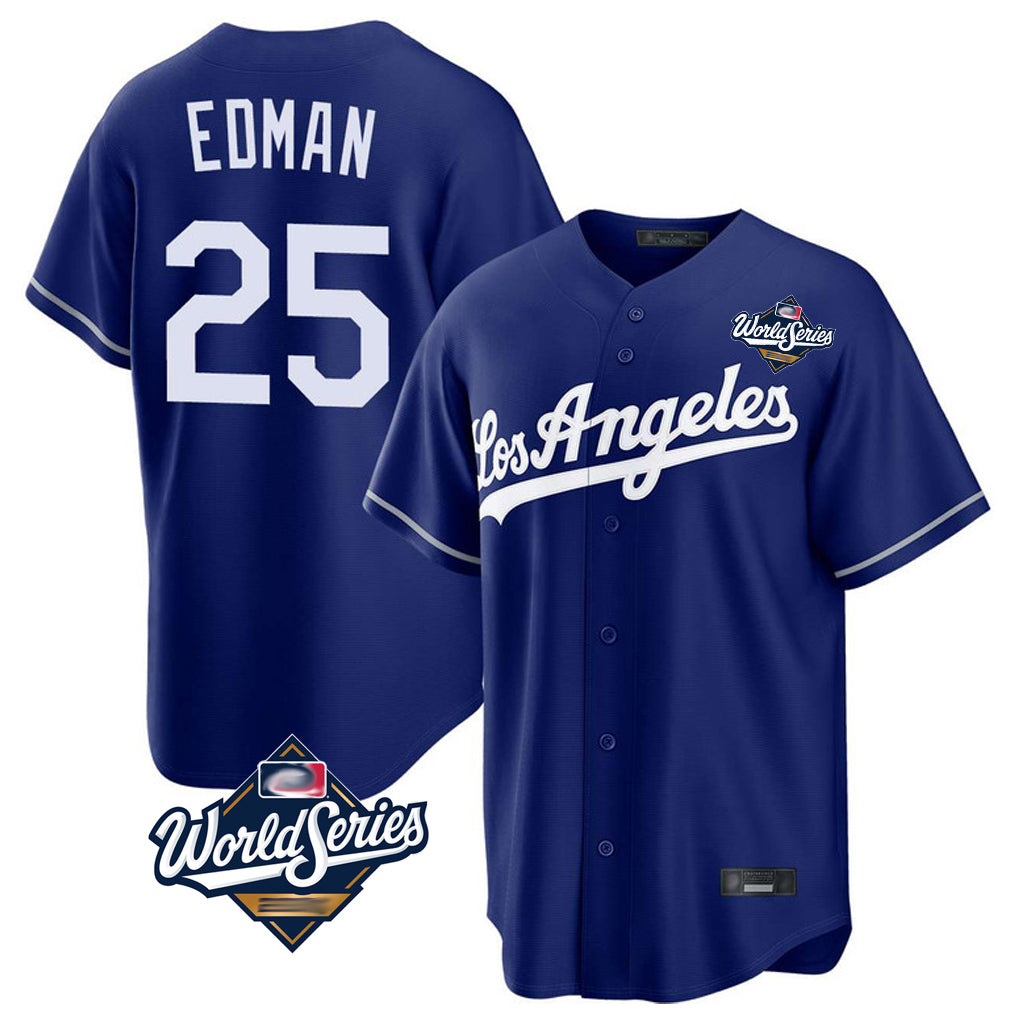 Silnrao LA.Dodgers #25 Tommy Edman Player Royal World Series Game Stitched Jerseys