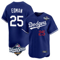 Silnrao LA.Dodgers #25 Tommy Edman Player Royal World Series Limited Home Stitched Jerseys