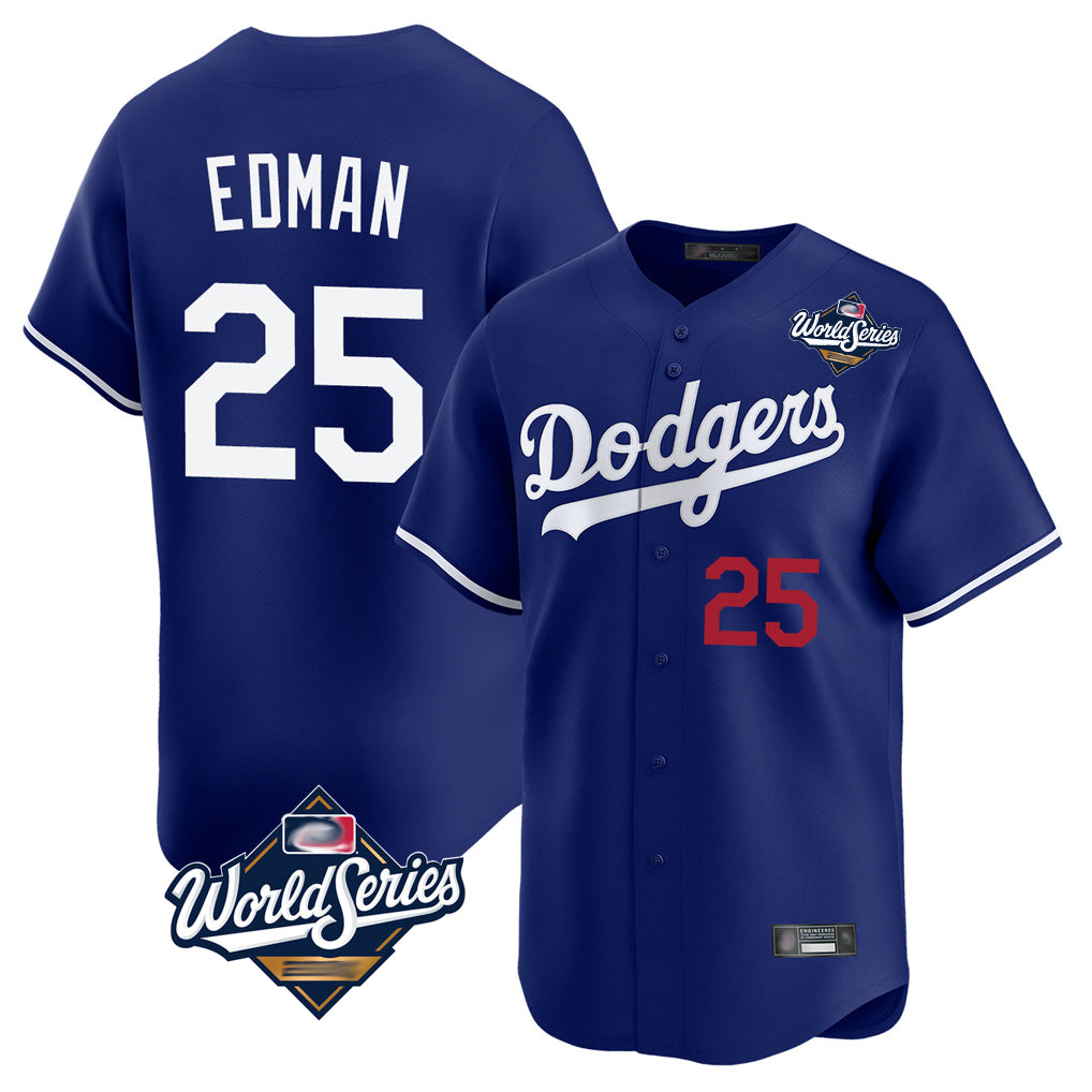 Silnrao LA.Dodgers #25 Tommy Edman Player Royal World Series Limited Home Stitched Jerseys