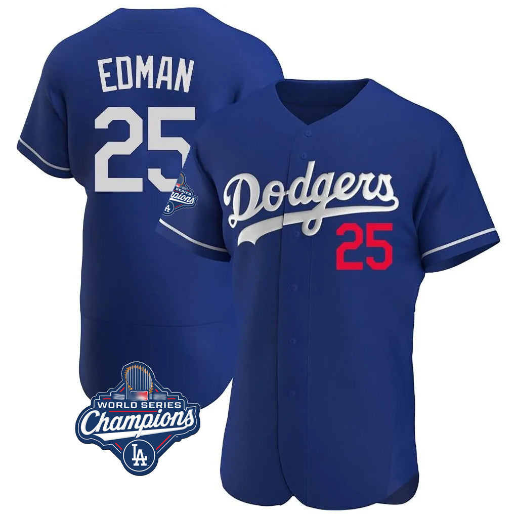 Silnrao LA.Dodgers #25 Tommy Edman Player Royal World Series Meet Limited Elite Home Stitched Jerseys