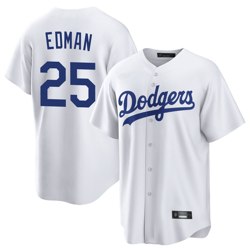 Silnrao LA.Dodgers #25 Tommy Edman Player White Game Home Stitched Jerseys