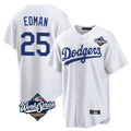 Silnrao LA.Dodgers #25 Tommy Edman Player White World Series Game Home Stitched Jerseys