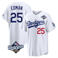 Silnrao LA.Dodgers #25 Tommy Edman Player White World Series Home Game Stitched Jerseys