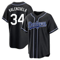 Silnrao LA.Dodgers #34 Fernando Valenzuela Player Black Carbon Limited Home Stitched Jerseys