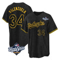 Silnrao LA.Dodgers #34 Fernando Valenzuela Player Black World Series Snake Skin City Game Home Stitched Jerseys