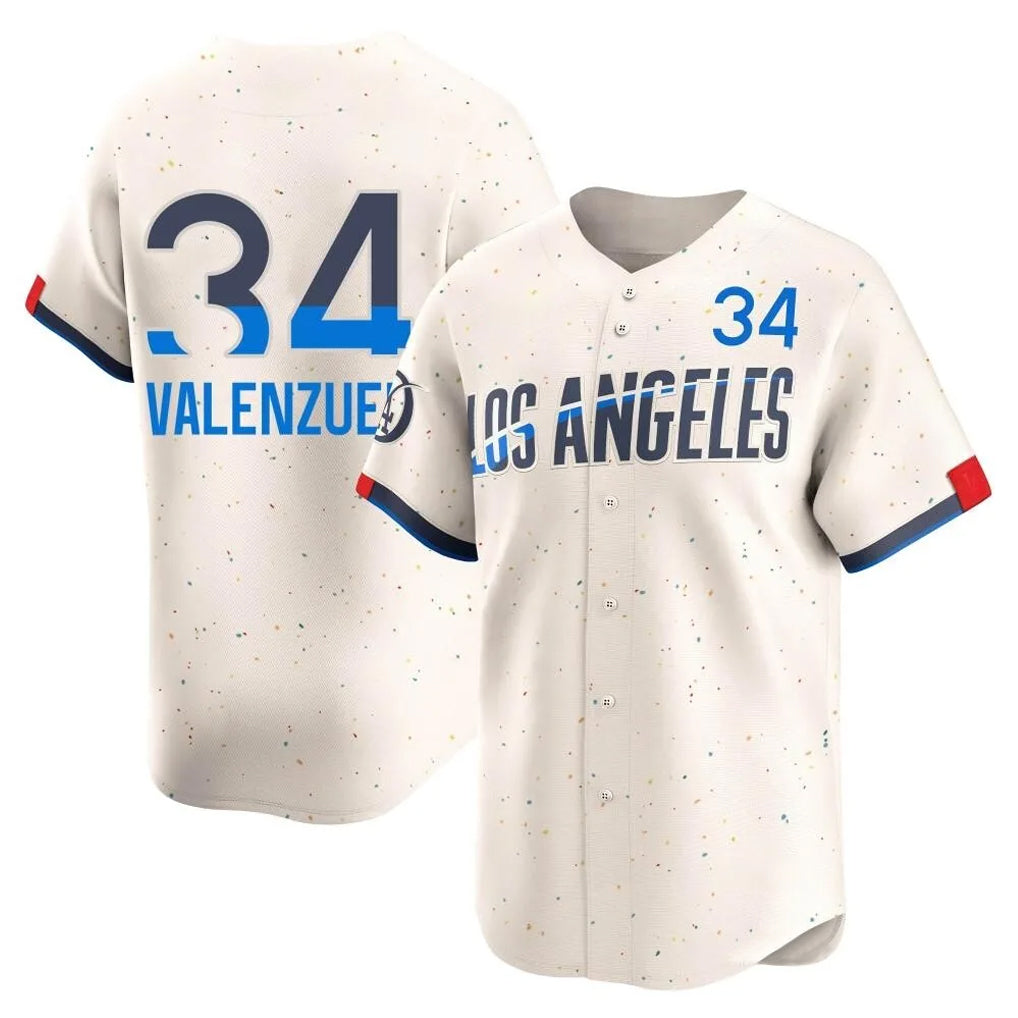 Silnrao LA.Dodgers #34 Fernando Valenzuela Player Cream City Connect Limited Home Stitched Jerseys
