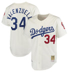 Silnrao LA.Dodgers #34 Fernando Valenzuela Player Cream Throwback Vapor Limited Stitched Jerseys
