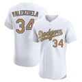Silnrao LA.Dodgers #34 Fernando Valenzuela Player Gold Limited Elite Home Stitched Jerseys