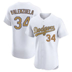 Silnrao LA.Dodgers #34 Fernando Valenzuela Player Gold Limited Elite Home Stitched Jerseys