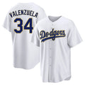 Silnrao LA.Dodgers #34 Fernando Valenzuela Player Gold White 2026 Collection Stadium Game Stitched Jerseys