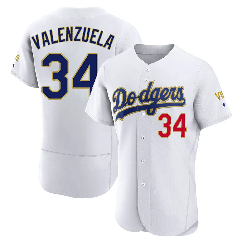 Silnrao LA.Dodgers #34 Fernando Valenzuela Player Gold White 2026 Collection Stadium Limited Elite Stitched Jerseys