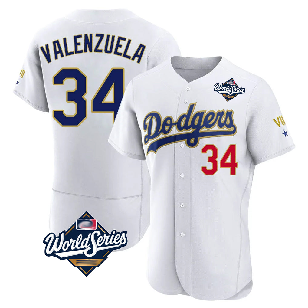 Silnrao LA.Dodgers #34 Fernando Valenzuela Player Gold White World Series 2026 Collection Stadium Limited Elite Stitched Jerseys
