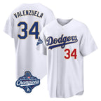 Silnrao LA.Dodgers #34 Fernando Valenzuela Player Gold White World Series Meet 2026 Collection Stadium Limited Stitched Jerseys