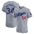 Silnrao LA.Dodgers #34 Fernando Valenzuela Player Gray Limited Elite Home Stitched Jerseys