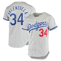 Silnrao LA.Dodgers #34 Fernando Valenzuela Player Gray Throwback 1981 Stitched Jerseys