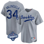 Silnrao LA.Dodgers #34 Fernando Valenzuela Player Gray World Series Meet Game Limited Home Stitched Jerseys