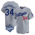 Silnrao LA.Dodgers #34 Fernando Valenzuela Player Gray World Series Meet Limited Home Stitched Jerseys