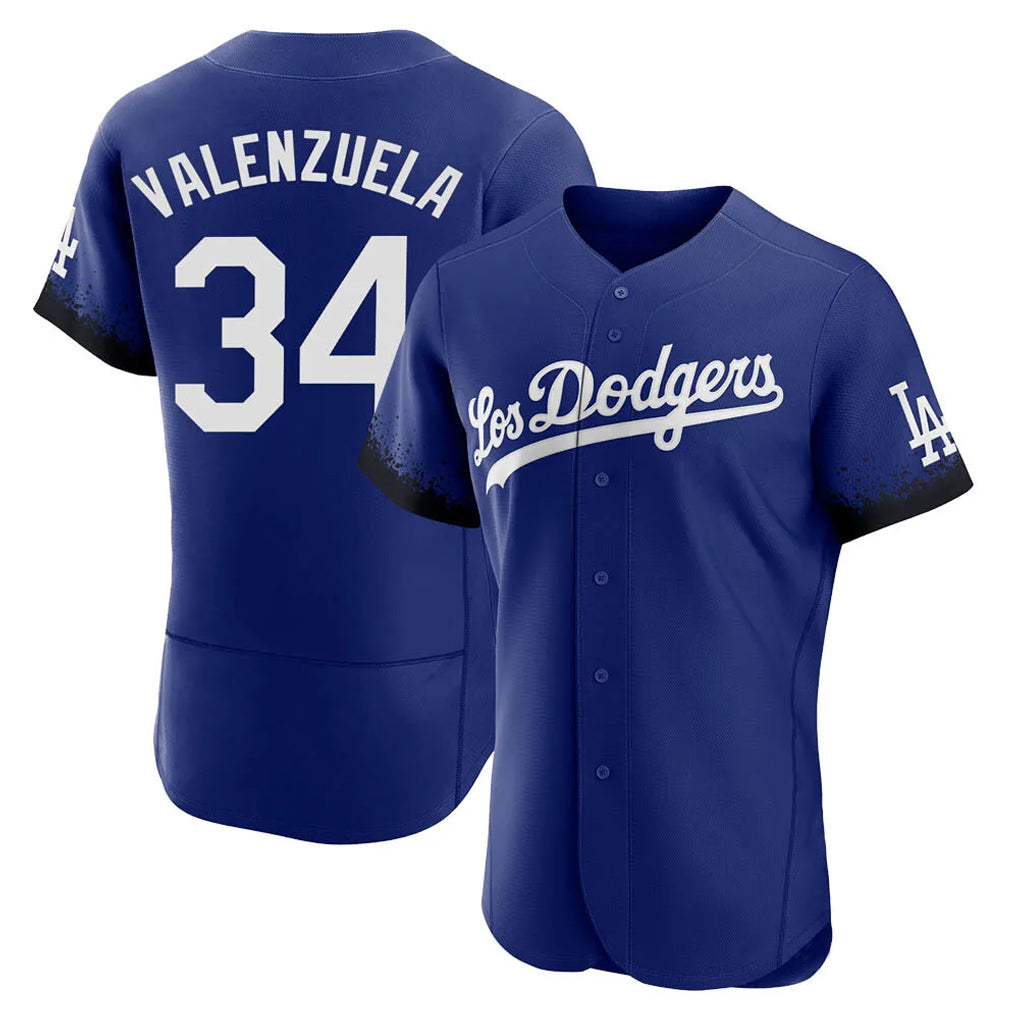 Silnrao LA.Dodgers #34 Fernando Valenzuela Player Royal City Connect Elite Home Stitched Jerseys