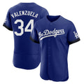 Silnrao LA.Dodgers #34 Fernando Valenzuela Player Royal City Connect Elite Home Stitched Jerseys