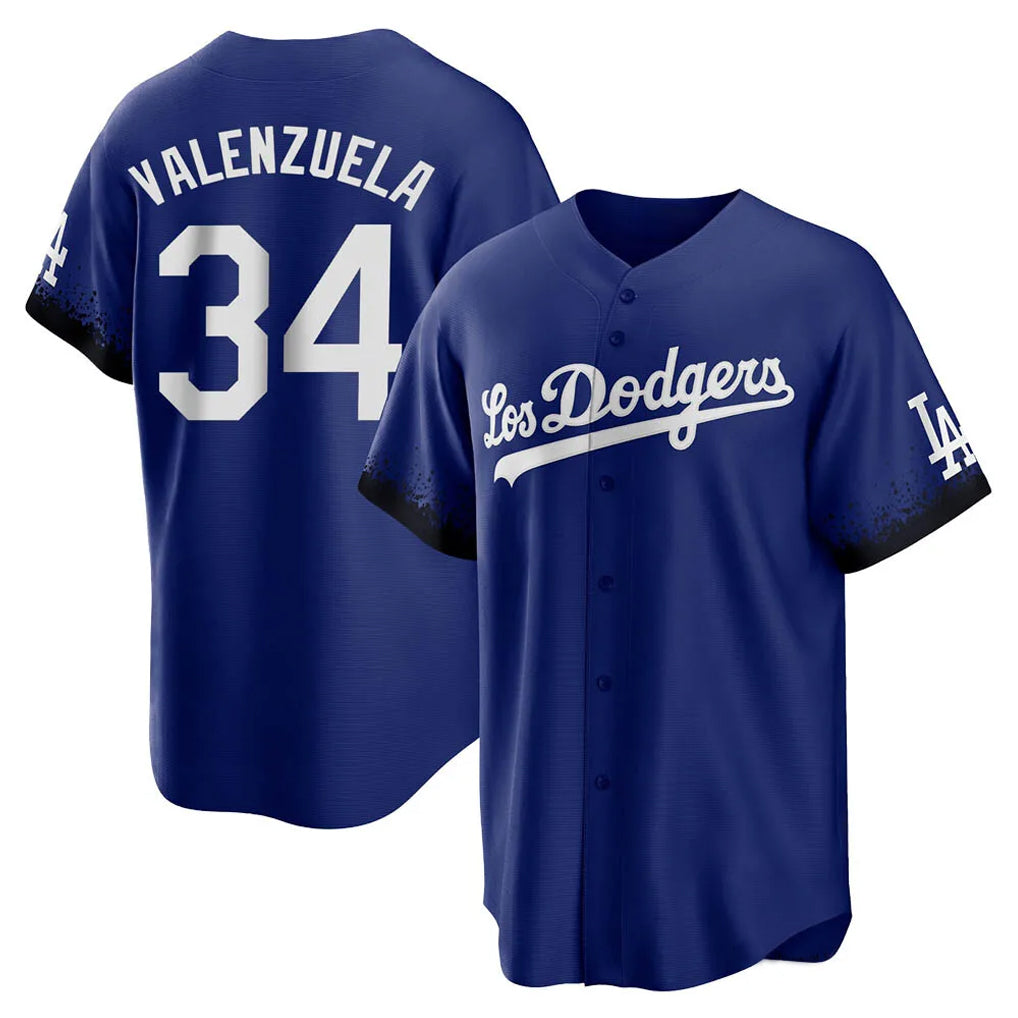 Silnrao LA.Dodgers #34 Fernando Valenzuela Player Royal City Connect Home Game Stitched Jerseys