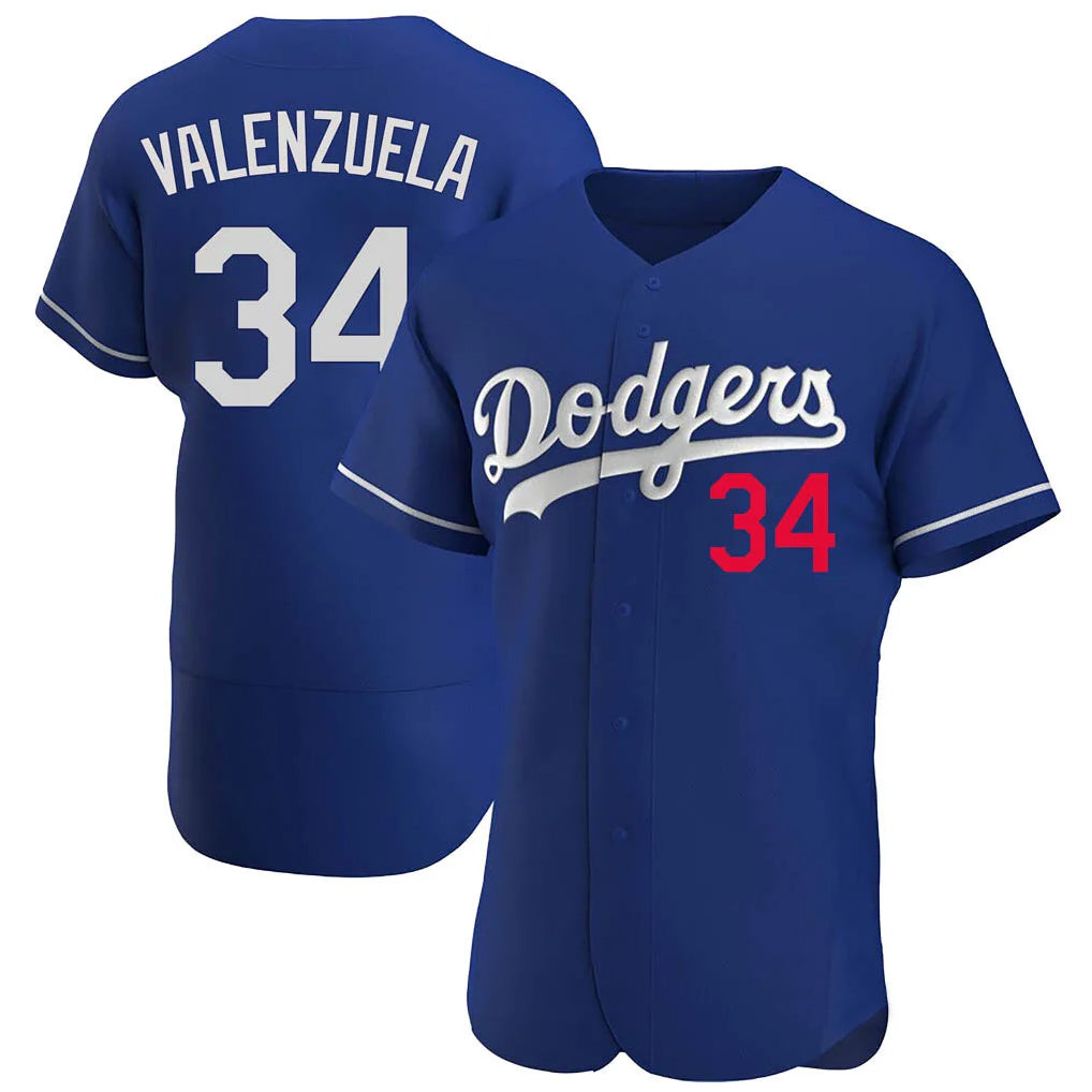 Silnrao LA.Dodgers #34 Fernando Valenzuela Player Royal Limited Elite Home Stitched Jerseys