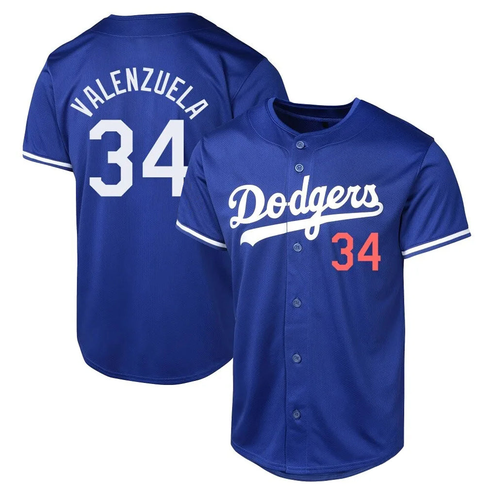 Silnrao LA.Dodgers #34 Fernando Valenzuela Player Royal Limited World Series Stitched Jerseys
