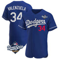 Silnrao LA.Dodgers #34 Fernando Valenzuela Player Royal World Series Limited Elite Home Stitched Jerseys