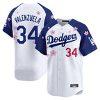 Silnrao LA.Dodgers #34 Fernando Valenzuela Player White-Royal Tokyo Series Vapor Premier Limited Stitched Jerseys