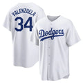 Silnrao LA.Dodgers #34 Fernando Valenzuela Player White Game Home Stitched Jerseys