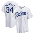 Silnrao LA.Dodgers #34 Fernando Valenzuela Player White Game Home Stitched Jerseys