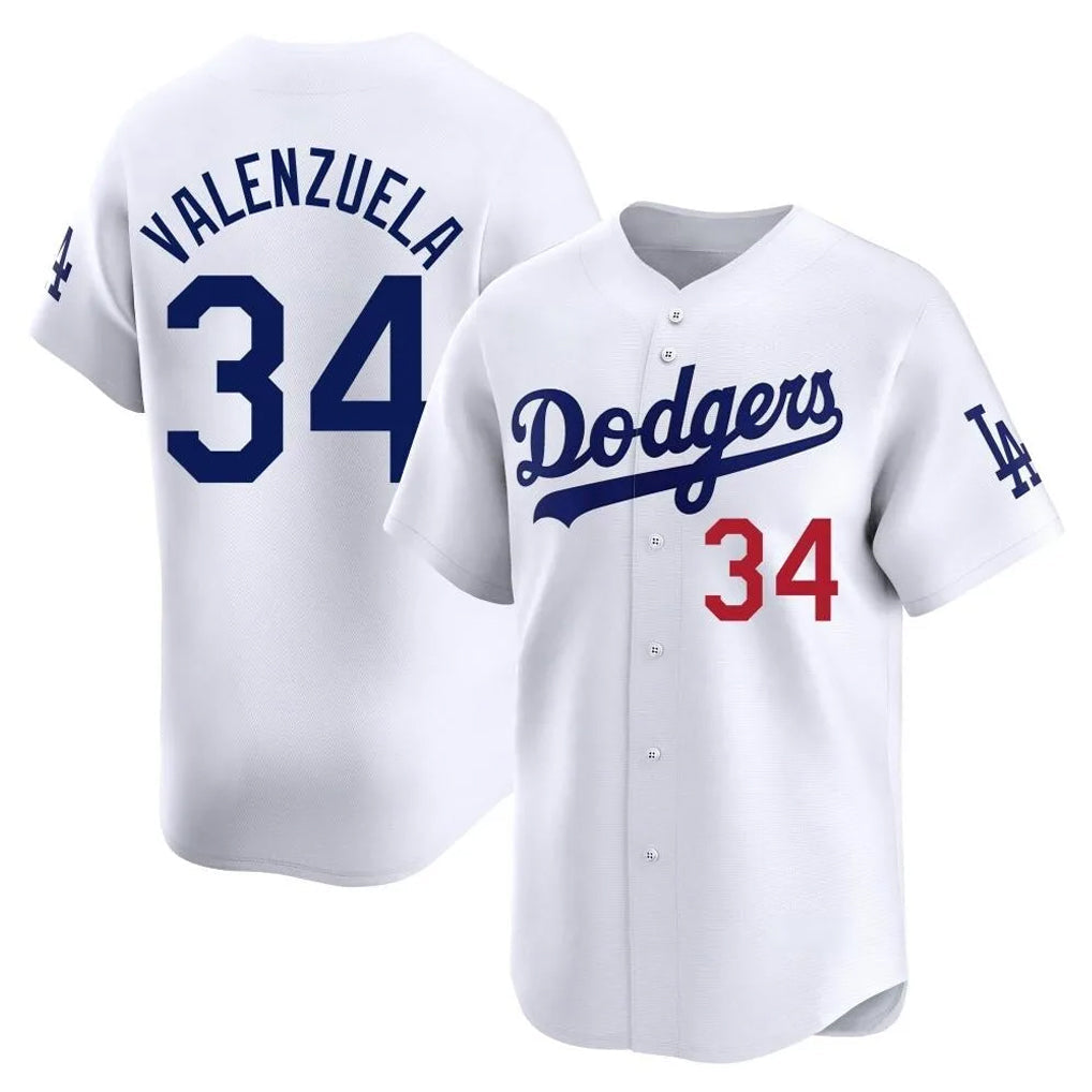Silnrao LA.Dodgers #34 Fernando Valenzuela Player White Limited Home Stitched Jerseys
