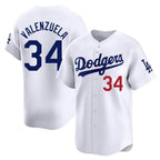 Silnrao LA.Dodgers #34 Fernando Valenzuela Player White Limited Home Stitched Jerseys