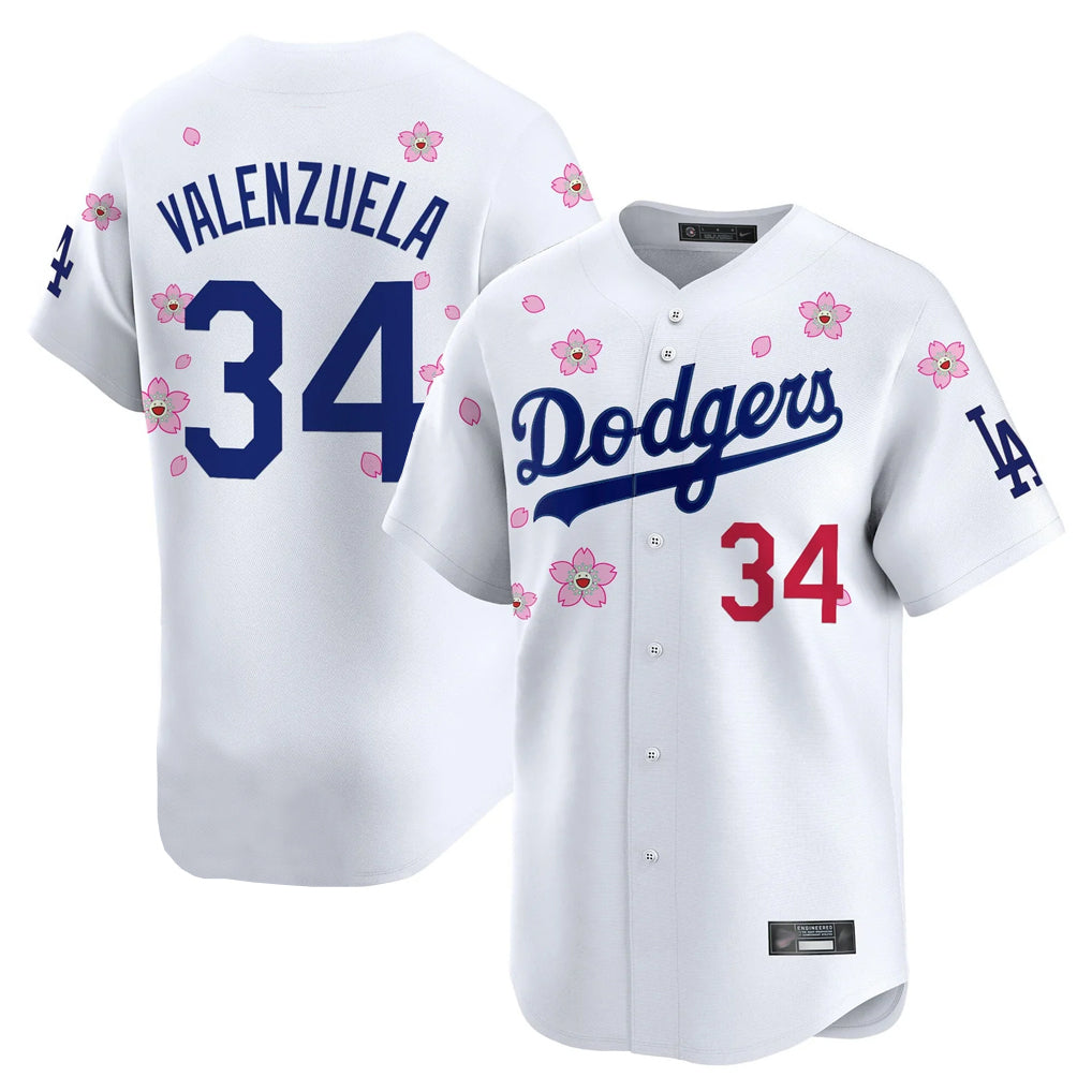 Silnrao LA.Dodgers #34 Fernando Valenzuela Player White Tokyo Series Vapor Premier Limited Stitched Jerseys